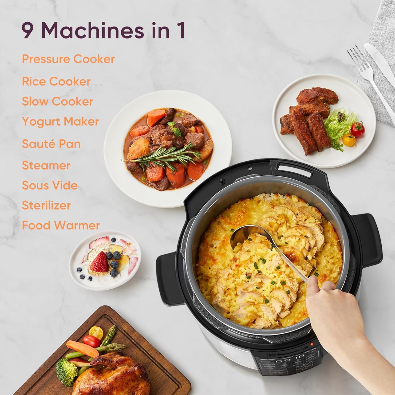 9 in 1 Electric Instant Pot Pressure Cooker 6QT